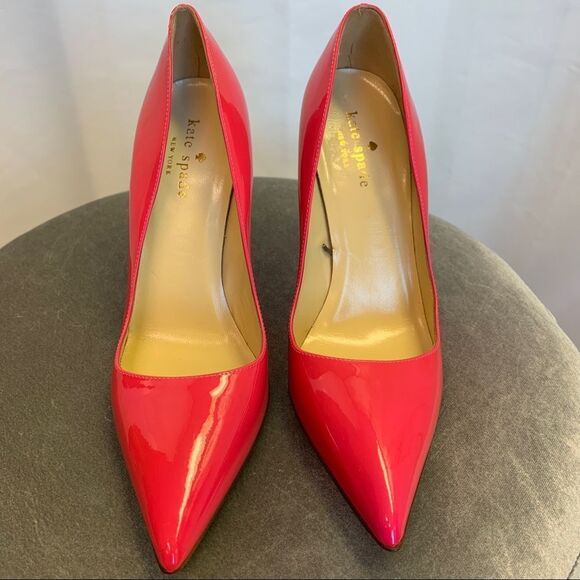 KATE Spade liquorice lipstick pink patent leather high heel pumps Sz 6.5🇨🇦 - Picture 5 of 10